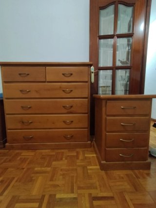 Cómoda y Mesita de Noche Madera