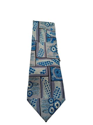 Cravatta Vintage NIKKO 100% Seta Fantasia Azzurro