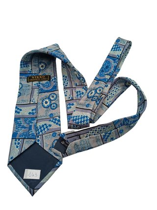 Cravatta Vintage NIKKO 100% Seta Fantasia Azzurro