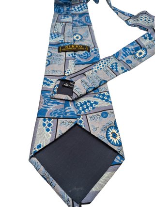 Cravatta Vintage NIKKO 100% Seta Fantasia Azzurro