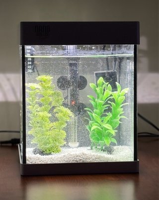 Acuario pequeño con luz, filtro y termómetro