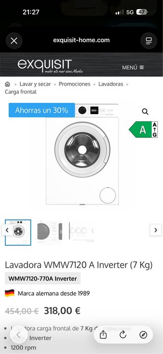 Lavadora Exquisit 7kg 1400rpm nueva de tara