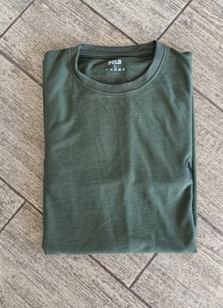 Camiseta de manga verde oliva larga. Talla L.
