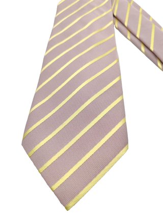 Cravatta Regimental 100% Seta Righe Lilla Giallo