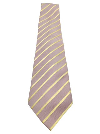 Cravatta Regimental 100% Seta Righe Lilla Giallo