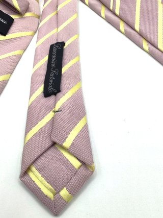 Cravatta Regimental 100% Seta Righe Lilla Giallo