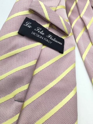 Cravatta Regimental 100% Seta Righe Lilla Giallo