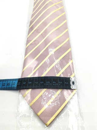 Cravatta Regimental 100% Seta Righe Lilla Giallo