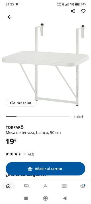 Mesa plegable balcón Ikea blanca