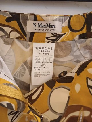 S Max Mara Pantalone Cotone Fantasia Giallo