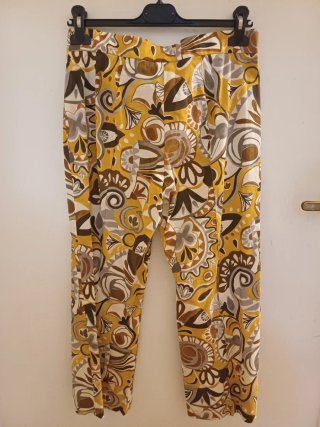 S Max Mara Pantalone Cotone Fantasia Giallo
