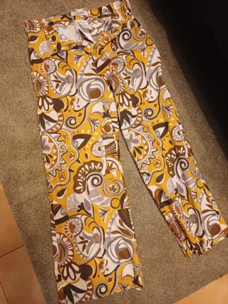 S Max Mara Pantalone Cotone Fantasia Giallo