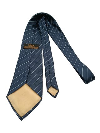Cravatta Vintage ROXY 100% Seta Blu Righe Celesti