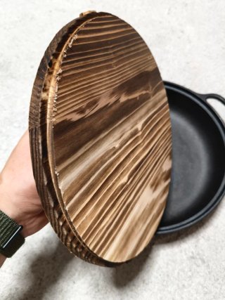 Frigideira Ferro Fundido com Tampa Madeira 25cm