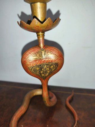 Candelabros Bronce Cobra Serpiente Antiguos