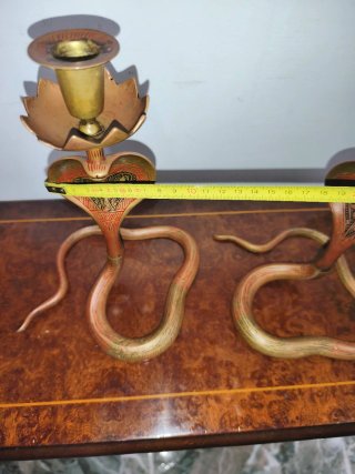 Candelabros Bronce Cobra Serpiente Antiguos