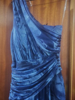 Vestido fiesta azul floral talla 36/38, nuevo