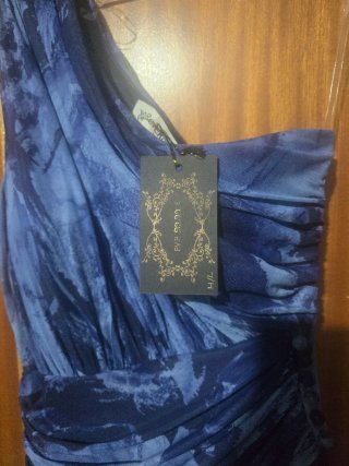 Vestido fiesta azul floral talla 36/38, nuevo