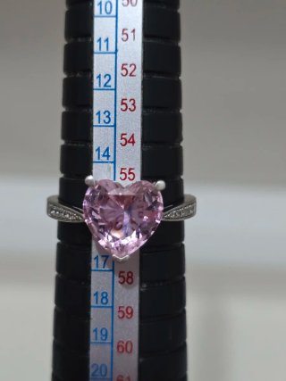 Conjunto Plata 925 Corazón Rosa y Cadena