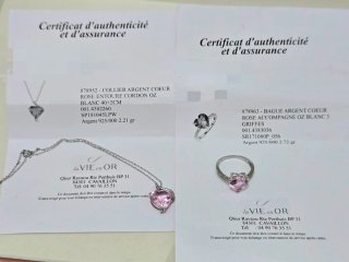 Conjunto Plata 925 Corazón Rosa y Cadena