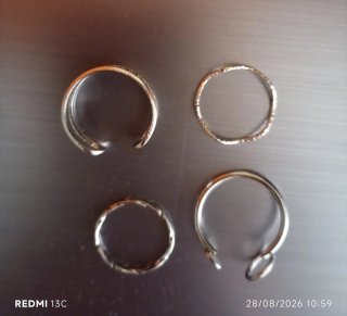 Set 4 Anillos Ajustables plateados