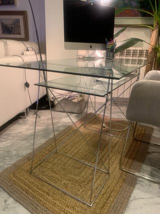 Mesa de despacho cristal y metal