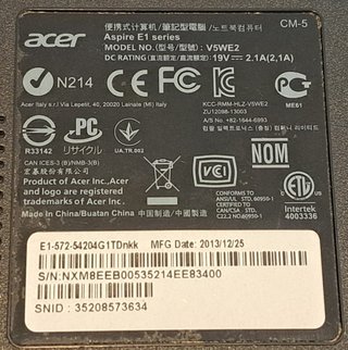 Portátil Acer Aspire E1-V5WE2 (No Funciona)