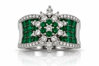 Anillo Plata Esmeraldas y Diamantes