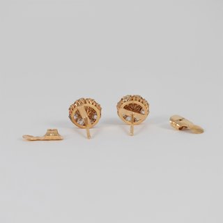 Pendientes antiguos en oro amarillo 18k y diamante