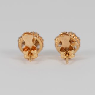 Pendientes antiguos en oro amarillo 18k y diamante