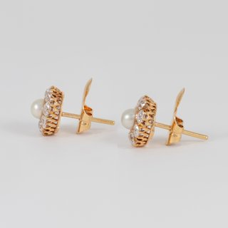 Pendientes antiguos en oro amarillo 18k y diamante