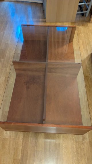 Mesa centro madera nogal y cristal