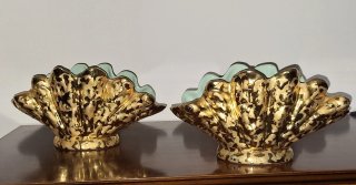 Pareja Vasi Vintage Weeping Dorados USA Años 50