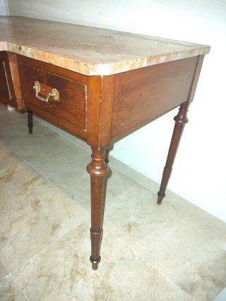 Mesa antigua mármol y madera - año 1920
