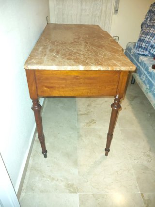 Mesa antigua mármol y madera - año 1920