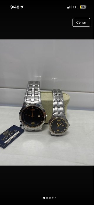 Pareja Relojes Festina Negro/Plata