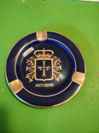 Cenicero Vintage Asturias Porcelana Azul Cobalto