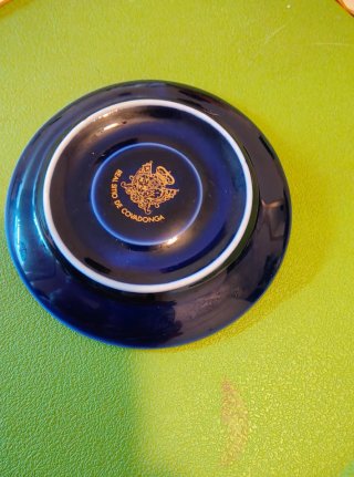 Cenicero Vintage Asturias Porcelana Azul Cobalto