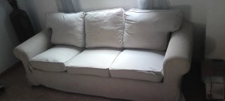 Sofá 3 plazas beige tela