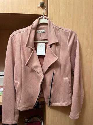 Chaqueta Biker antelina VALENTINA Rosa Talla XS