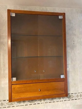 Conjunto Muebles de baño madera con espejo, grifo