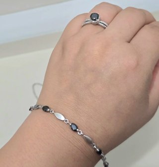 Conjunto Plata 925 Ley Collar, Pulsera y Anillo