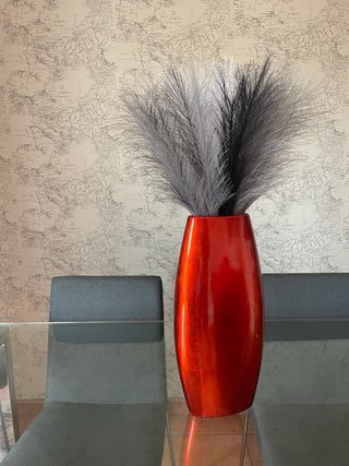 Jarrón brillante naranja y rojo