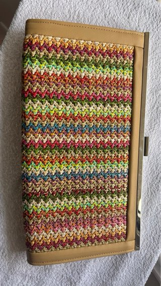 Bolso de fiesta clutch rafia XL multicolor