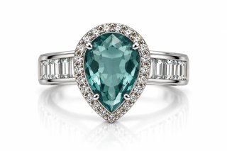 Anillo Plata con Zafiro y Diamantes