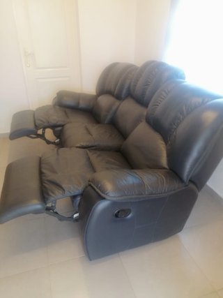 Sofá de piel negro 3 plazas