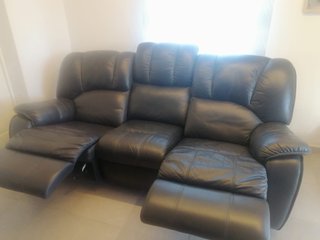 Sofá de piel negro 3 plazas