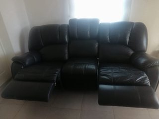 Sofá de piel negro 3 plazas