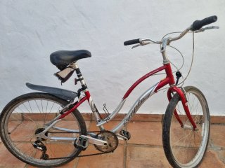 Bicicleta Urbana Roja y Plateada
