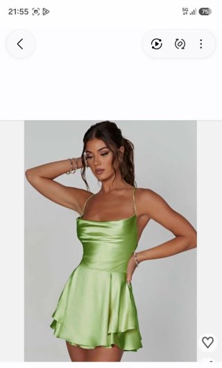 Vestido verde satinado